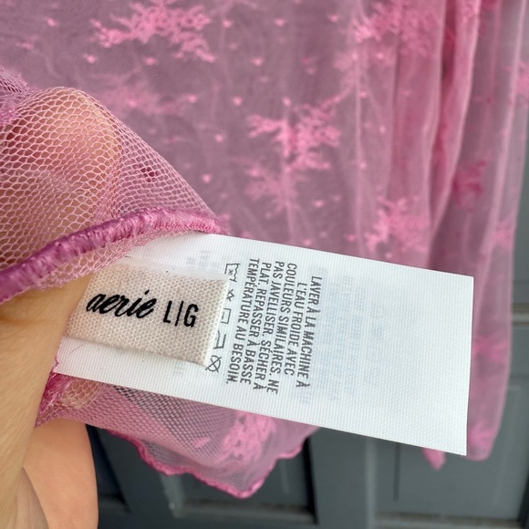 NWT Aerie Long sleeve mesh layering top in pink size L - Picture 5 of 7
